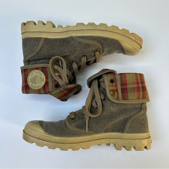 Palladium Shoes - Palladium L'Originale Depuit Womens Plaid Folded Baggy Canvas Size 8.5